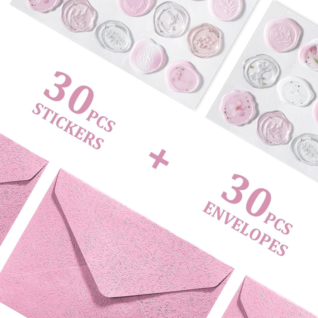 30 Pieces A6 Envelopes with 30 Seal Stickers, 6.32 x 4.45 inch Envelopes for 4 x 6 Wedding Invitation Cards, Greeting Cards, Graduation, Birthday Party Invitations, Pink.