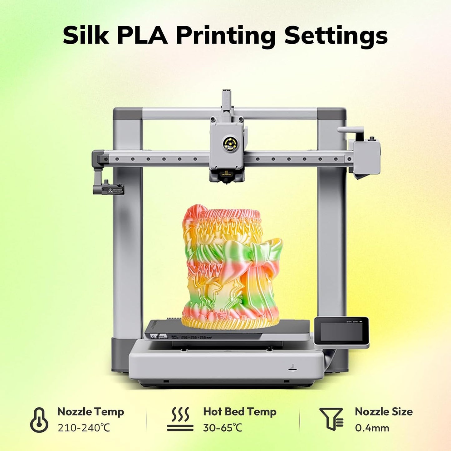 AMOLEN Silk PLA 3D Printer Filament, Shiny Multicolor Rainbow PLA Filament 1.75mm, Gradient Color Change PLA 3D Printing Filament for Most FDM 3D Printer, Red Green Yellow, 1kg (2.2lbs)