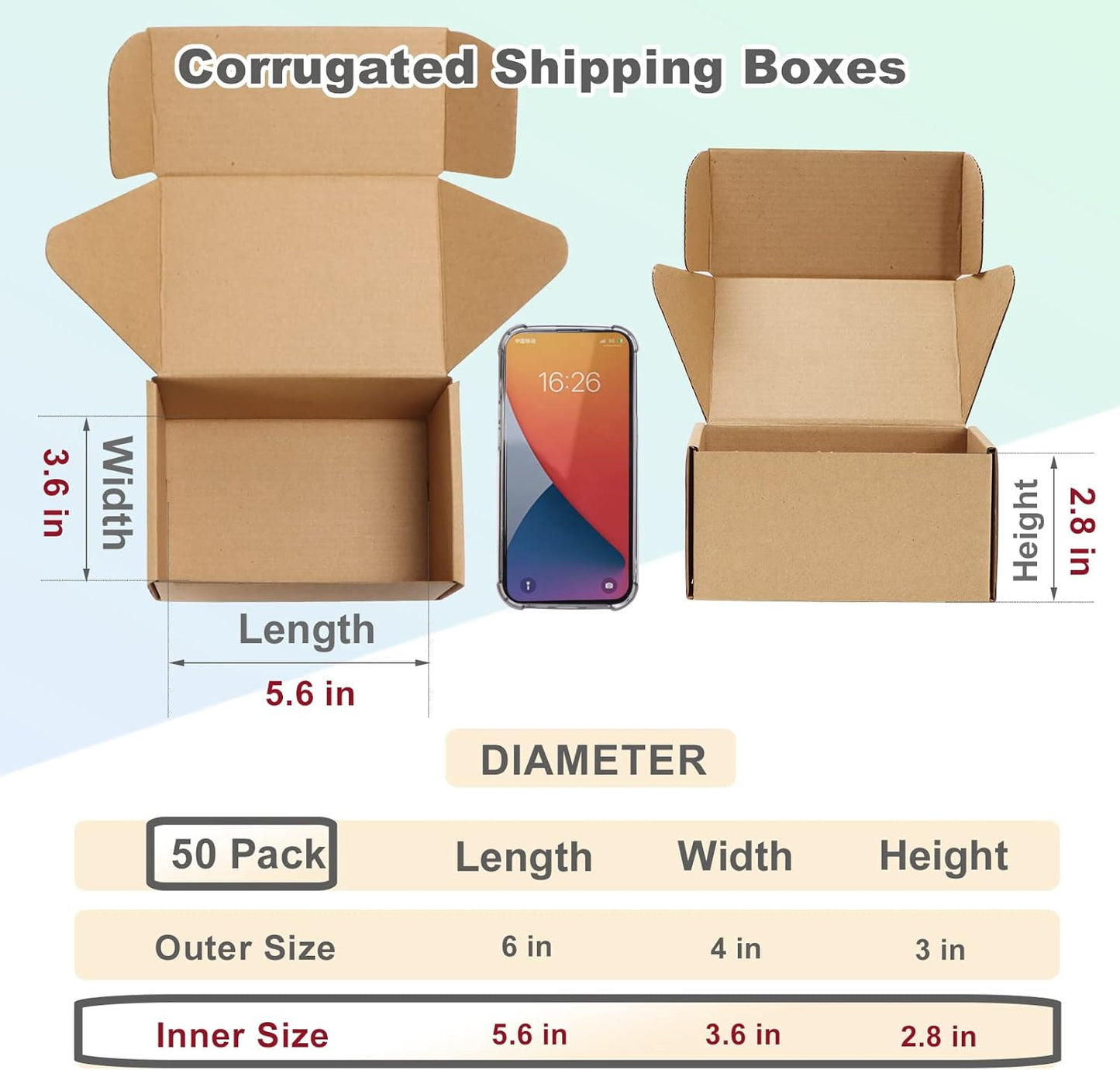 MEBRUDY 6x4x3 Inches Shipping Boxes Pack of 50, Small Corrugated Cardboard Box for Mailing Packing Literature Mailer