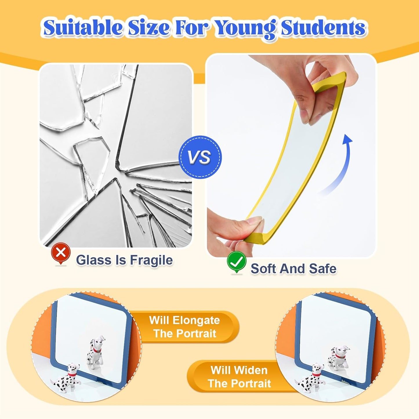 Dandat 10 Pcs Small Mirrors for Kids 6 x 6 Inch Square Shatter Proof Reflector Toddler Glass Plastic Reflector for Classroom DIY Craft Preschool Facial Expression (Hippie Colors)