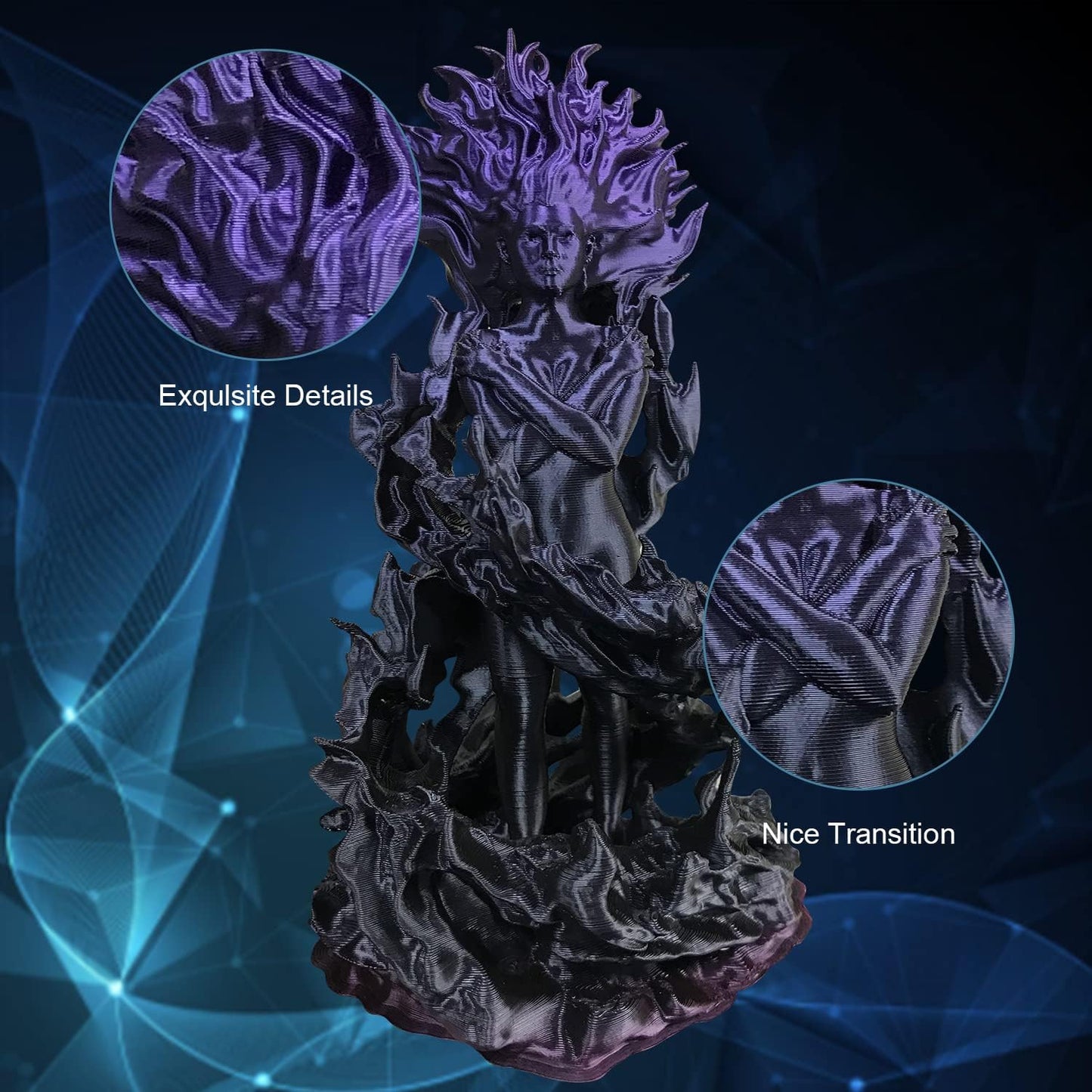 YOUSU PLA Filament 1.75mm, 3D Printer Filament Silk Black Purple Color Changing, Silk PLA Filament, 3D Printing Filament 1.75 +/-0.02mm, 1kg.