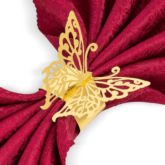 150PCS Butterfly Napkin Rings for Luxury Banquet Style, Reusable Paper Napkin Holders for Wedding Banquet Dinner Table Decor, and Catering Party Services (Gold)