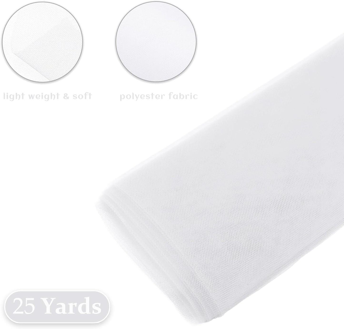108 Inch × 25 Yards Tulle Mesh Ribbon White Tulle Fabric Ribbon Roll Netting Spool for Tutu Skirt DIY Craft Wedding Home Decor Party Gift Wrapping Ornaments