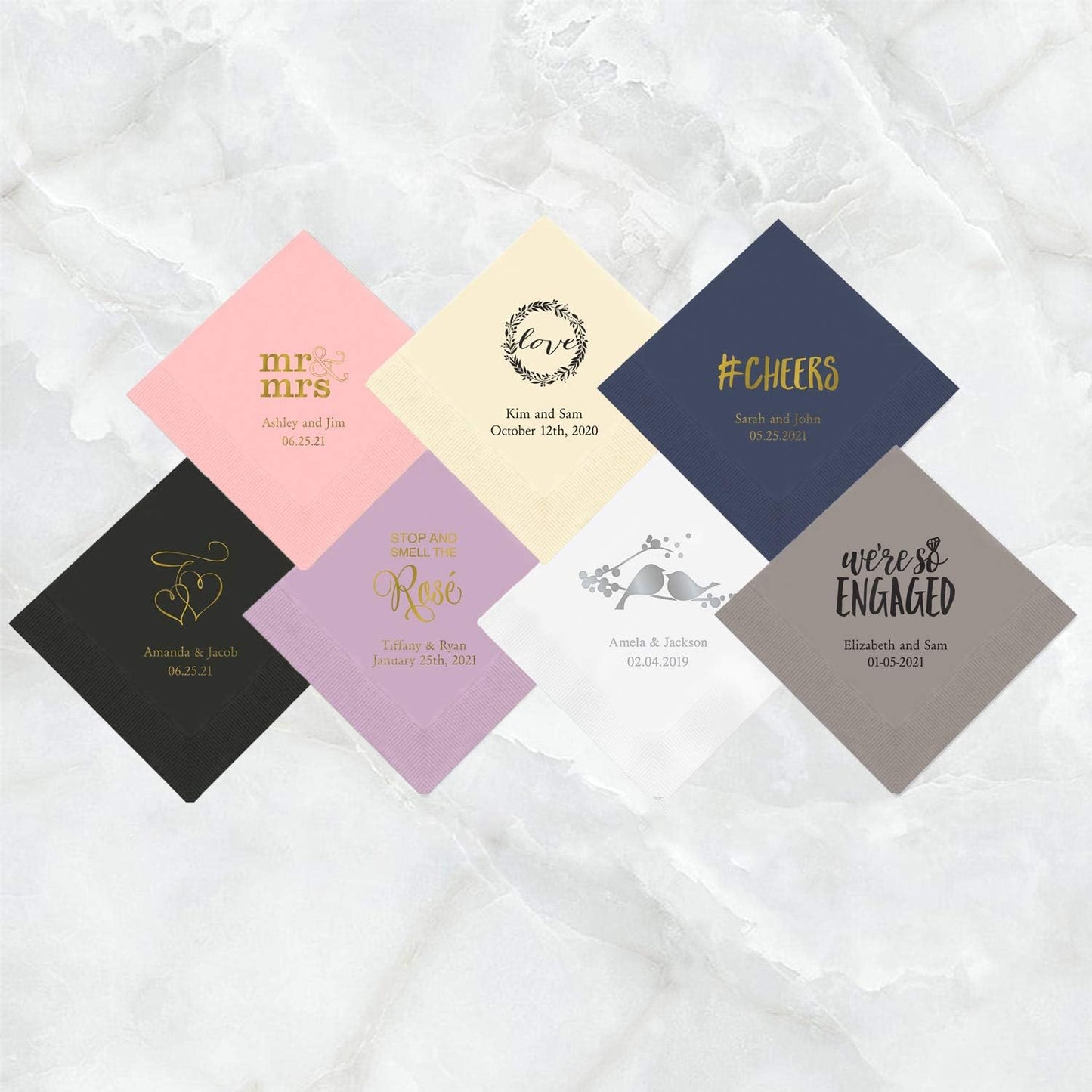 Weddingstar Personalized Printed Paper Napkins 3-Ply 50 Pack - Luncheon White