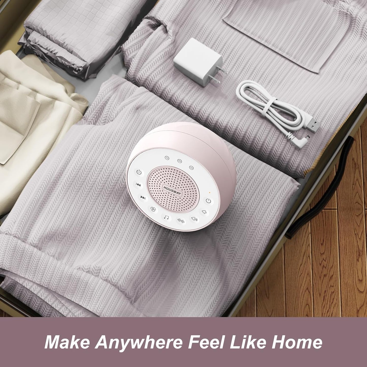 Housbay White Noise Machine with 31 High Fidelity Soothing Sounds, 5W High Power Loud Enough Speaker, Easy Volume Control, Sleep Timer, Sound Machine for Baby, Kids, Adults, Light Sleeper