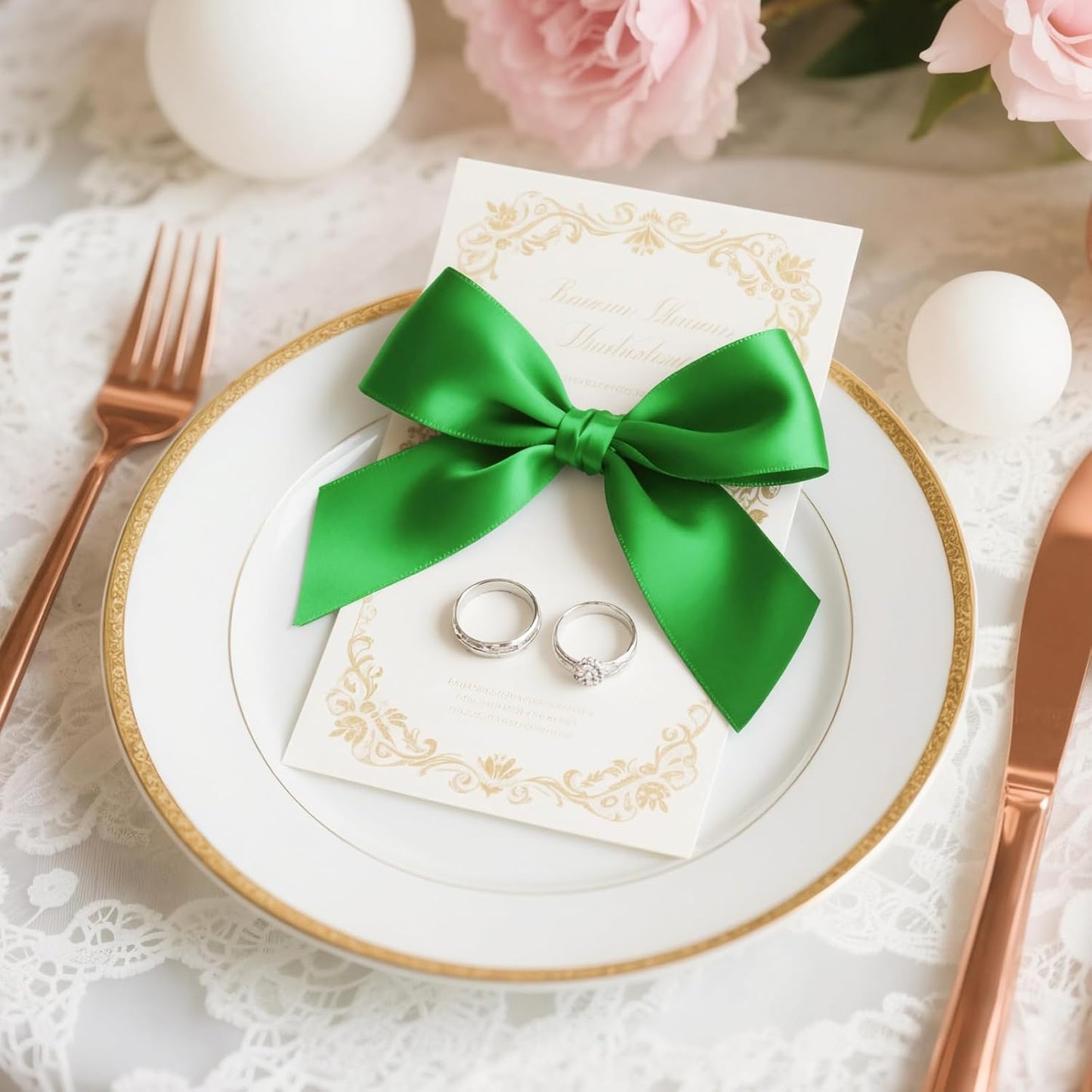 1-1/2 inch Double Faced Polyester Emerald Green Satin Ribbon, Perfect for Gift Wrapping Very Suitable for Weddings Party Hair Bow Invitation Decorations and More (25 Yards)