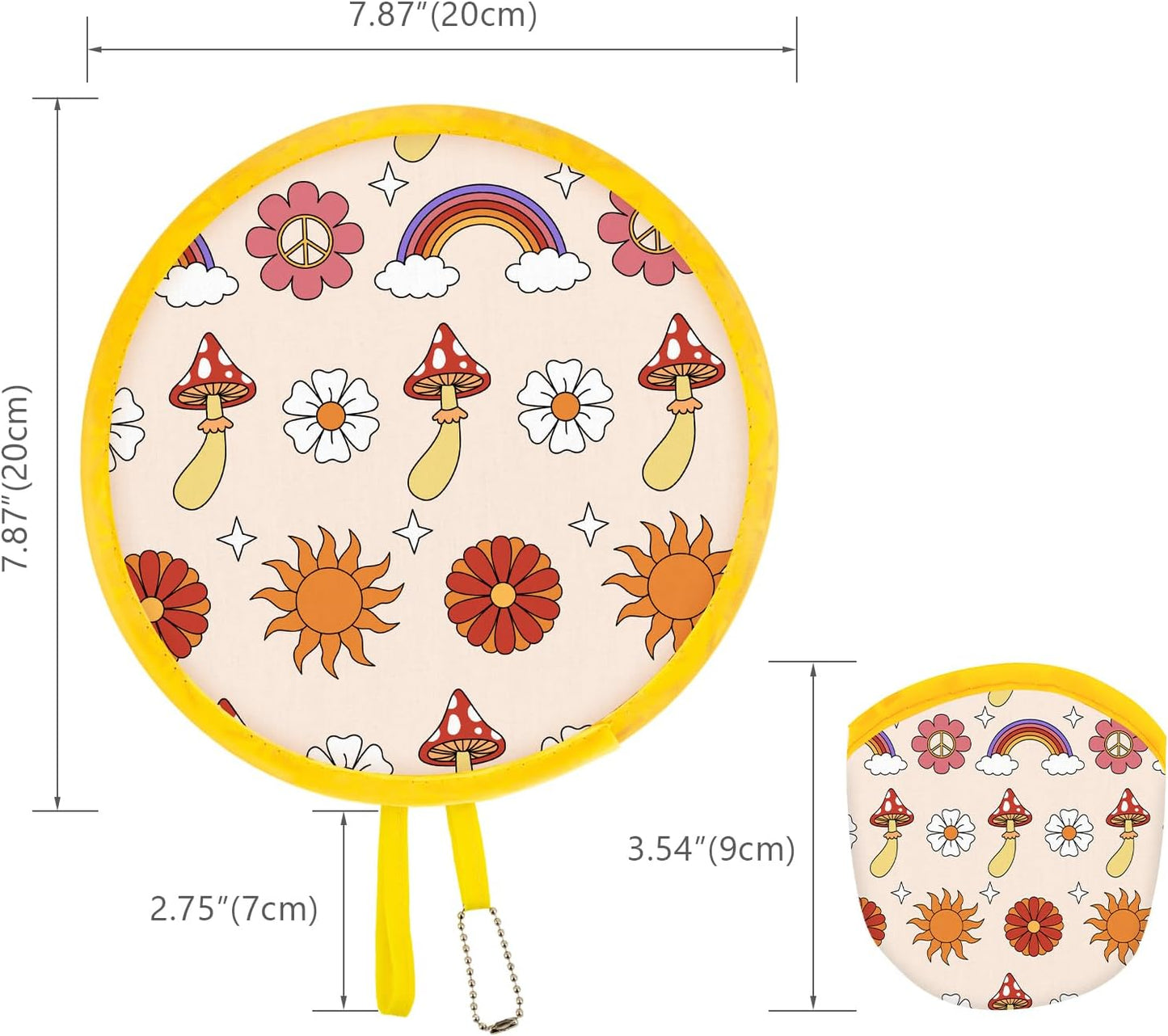 4 Styles Retro Hippie Round Foldable Hand Fan Japanese Foldable Fan Style Handheld Compact Cooling Fans,Round Folding Fan for Outdoor Games,Xmas Decoration,Festival,Party Favors,Travel,Events