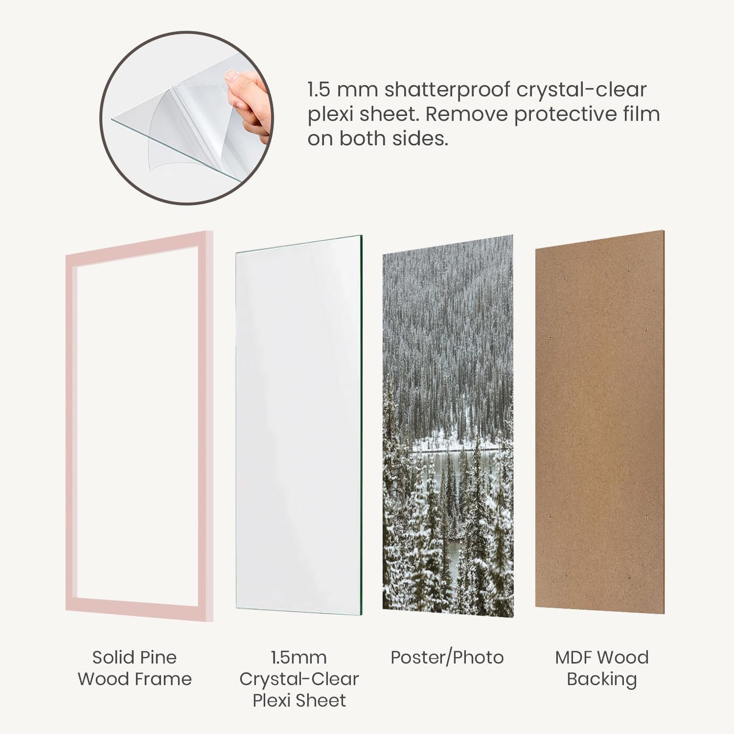 Opposite Wall - 8x10 in - Real Wood Pink Picture Frame - Lightweight, Versatile & Shatterproof - Wall Hanging & Tabletop Photo Frame - Office, Gallery & Home Decor