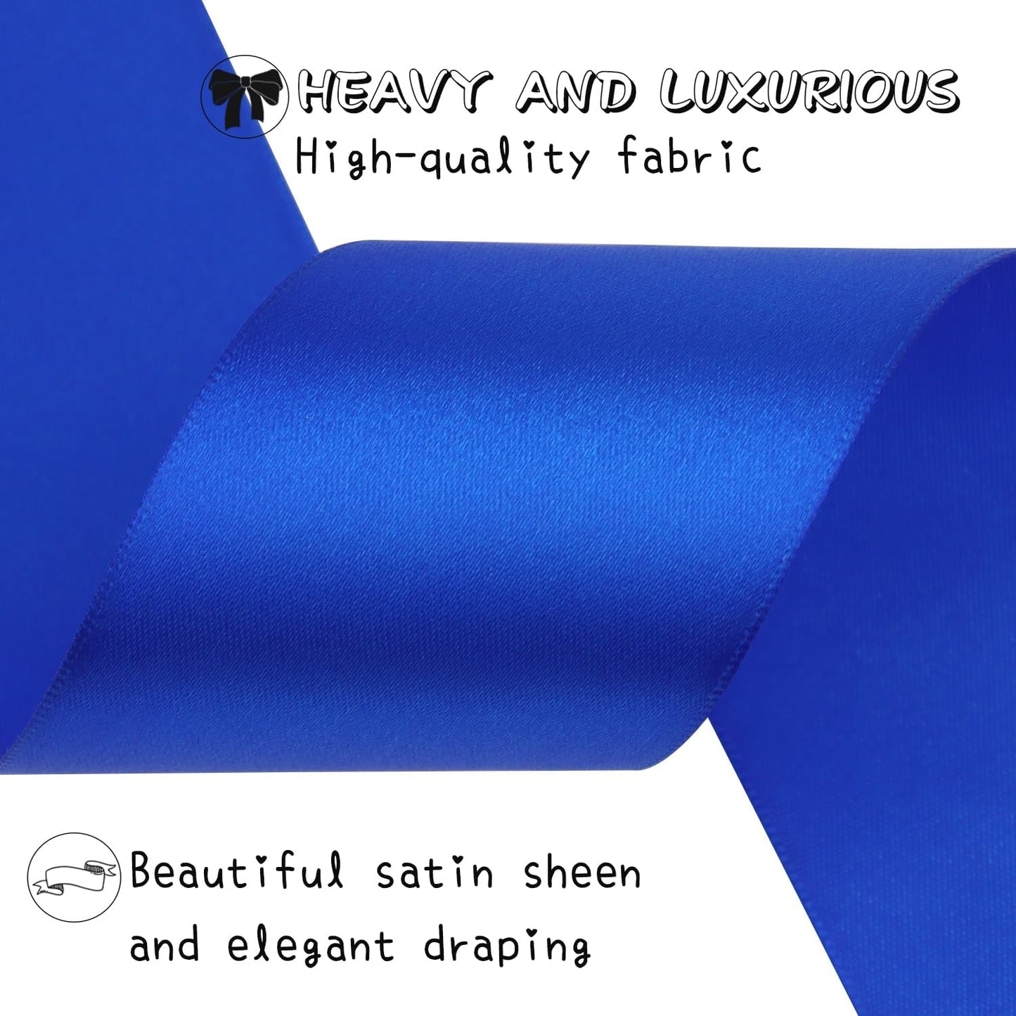 Blue Solid Satin Ribbon 2 Inch 25 Yards Solid Polyester Fabric Ribbon for Gift Wrapping Wedding Christmas Baby Shower Birthday Party Decoration Handmade Immortal Flower Craft