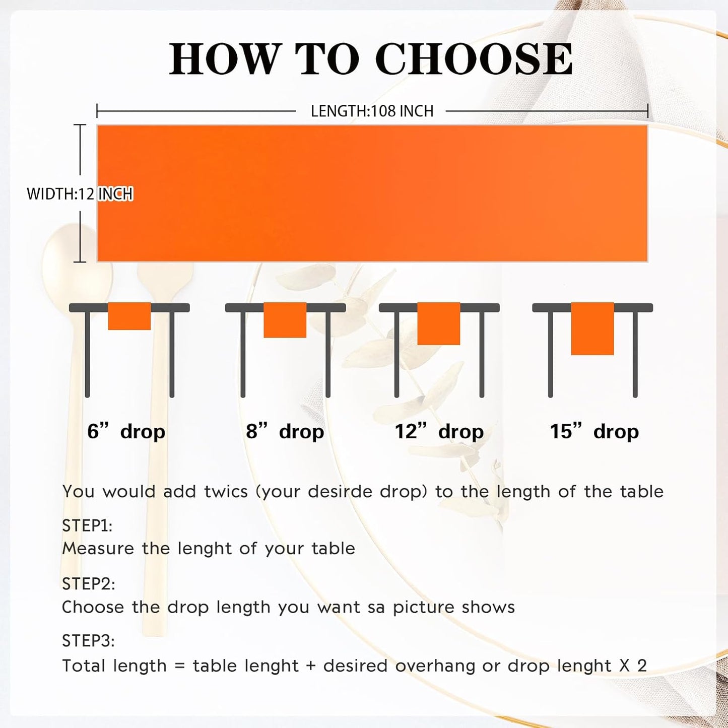 10 Pack Satin Table Runner 12 x 108 Inch Long Orange Silk Table Runner for Wedding Party Banquet Birthday Decoration