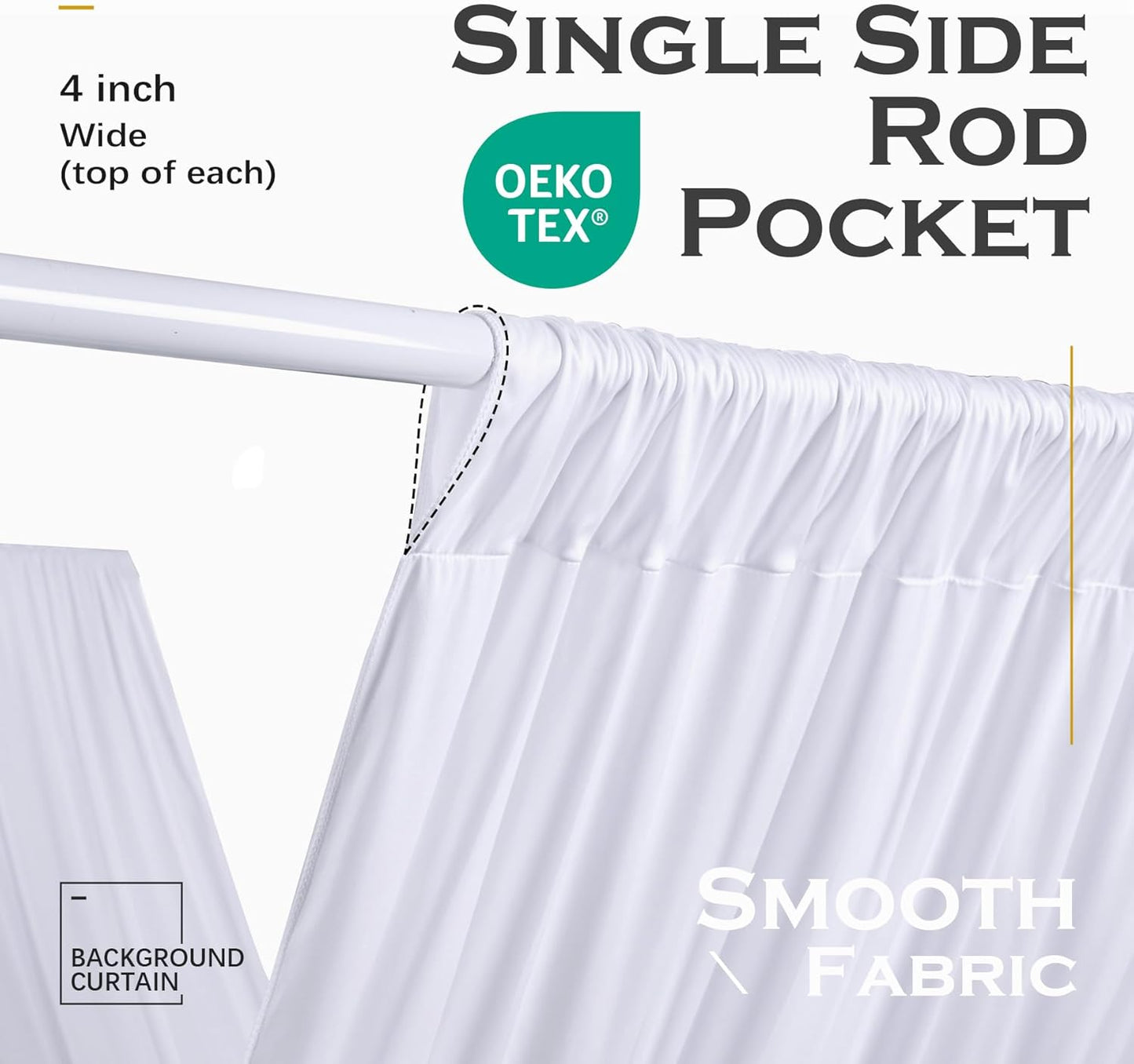 PartyVillage 30ftx40ft White Ceiling Curtain for Wedding Parties – 6 Panels Wrinkle-Free 40 FT Long Tent Draping Curtains for Wedding, Birthday & Theme Parties, 40ft Height with Rod Pocket