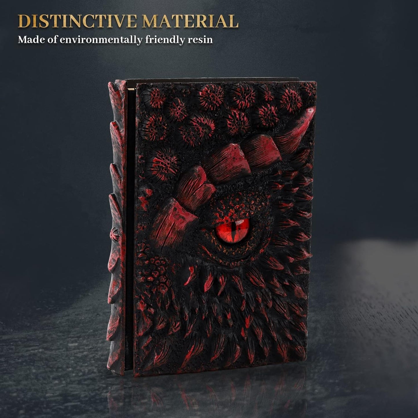 molshine A5 (7.3" x 5.1") 3D Dragon Embossed Journal,Resin Engraving Notebook,Retro Diary,100 Sheets Blank Paper,Hardcover Travel Notepad for Writing,Sketchbook,Collection,Gift,Decoration (Red)