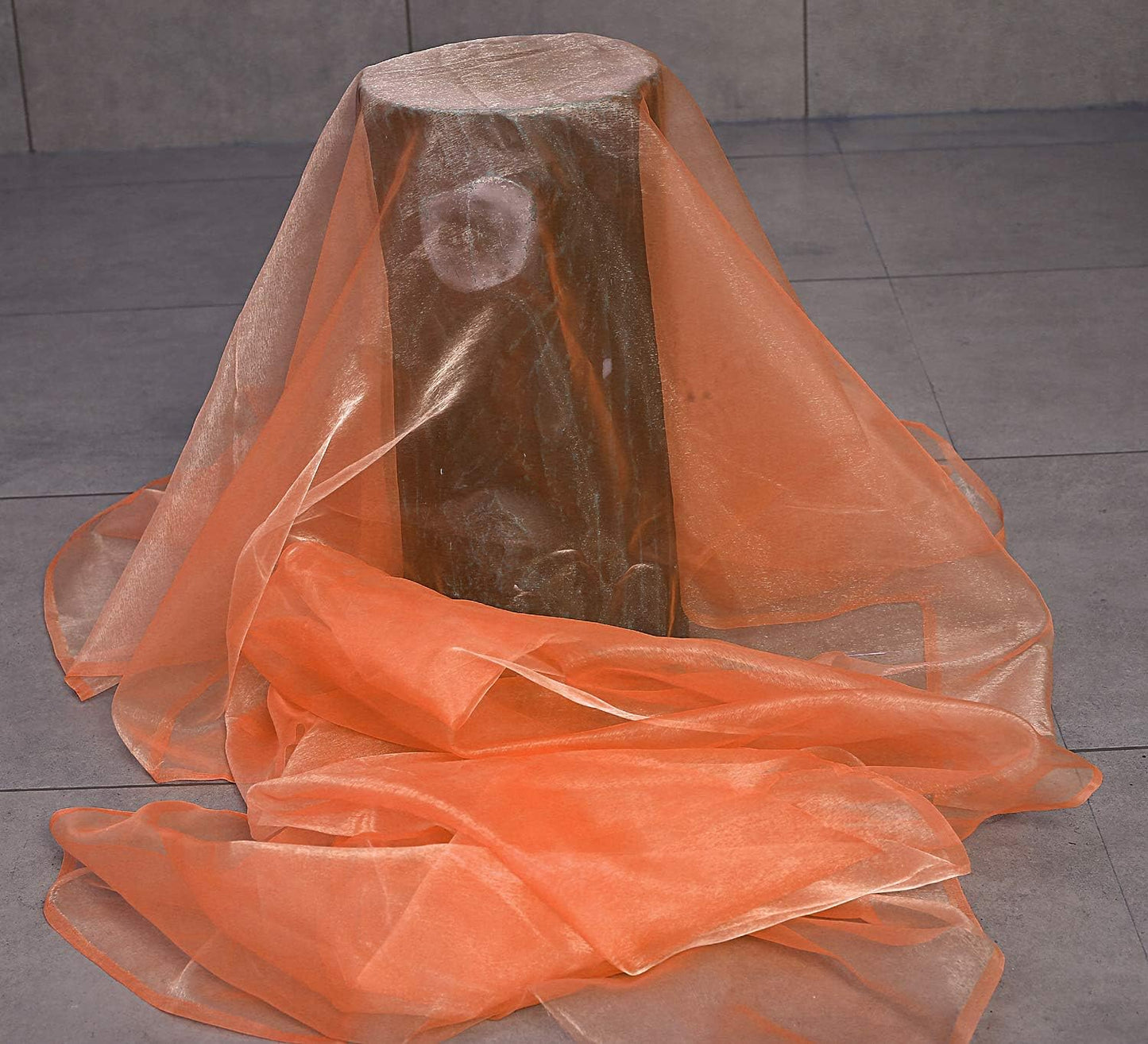 VDS Light Orange Organza Fabric, 100 Yards Continuous, 45” Wide, Wedding Party Decoration Iridescent Crystal Sheer Shiny Organza Tulle Bridal Dress DIY Crafts Costume Sewing Backdrop Arch Cloth