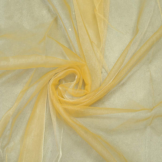VDS Gold Organza Fabric, 10 Yards Continuous, 45” Wide, Wedding Party Decoration Iridescent Crystal Sheer Shiny Organza Tulle Bridal Dress DIY Crafts Costume Sewing Backdrop Arch Cloth