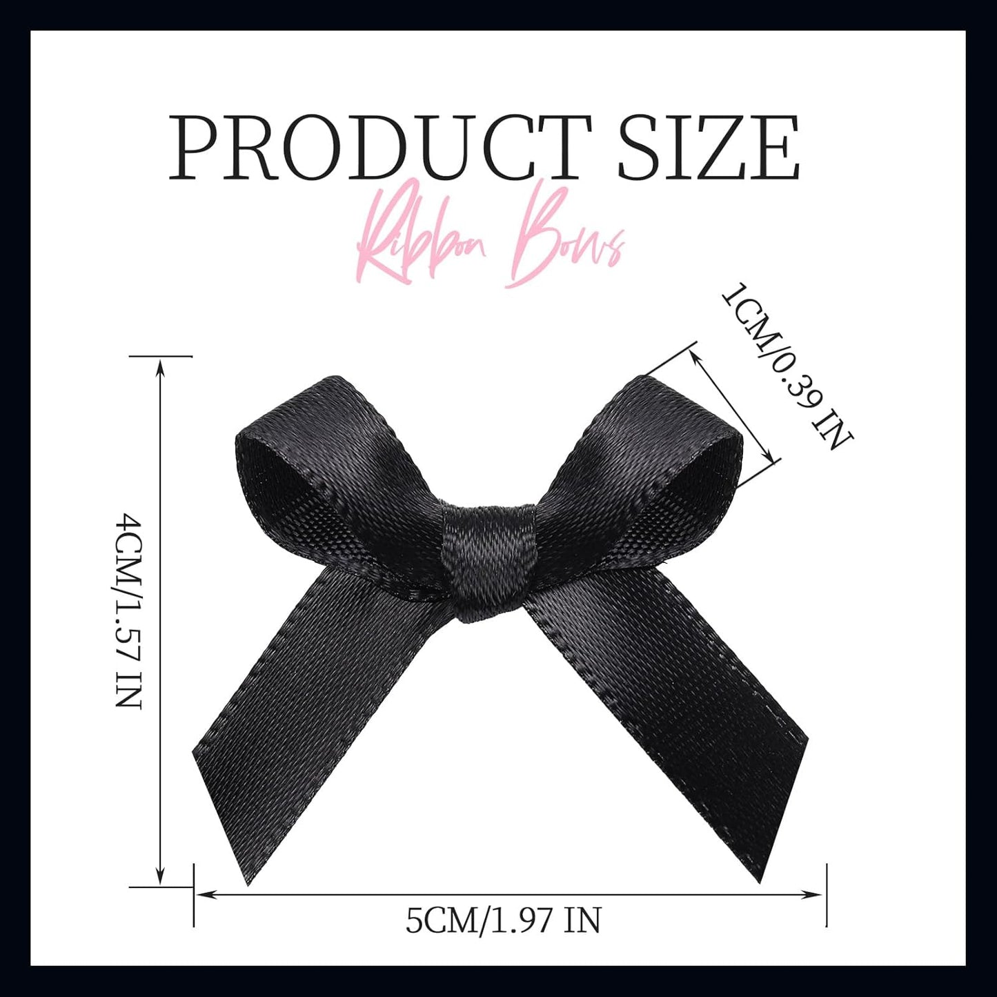 YGDZ 50 PCS Mini Black Bows, Small Stain Ribbon Black Bow for Cake, Tiny Bows for Crafts, Bow Decorations for Party Favors, Balloons