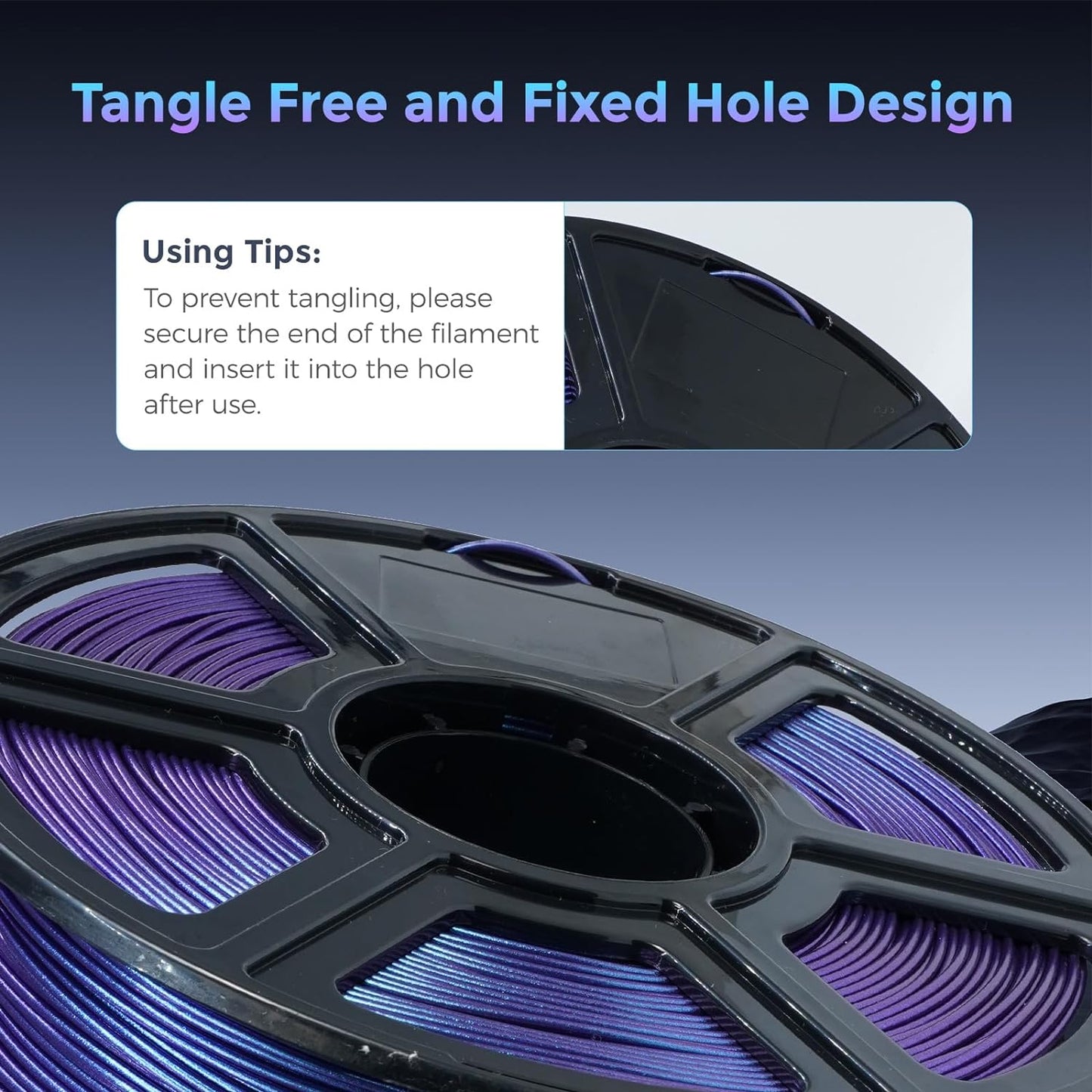 FLASHFORGE PLA Filament 1.75mm +/- 0.02mm Upgraded Nebula Purple, Color Changeable 3D Printer Filament 1kg, Chameleon 3D Printing Filament Changing Colors with Light, Perfectly Conceals Layer Lines