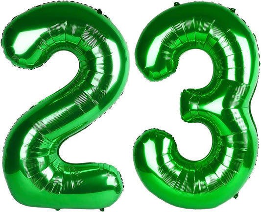 40 Inch Green 23 32 Large Number Balloon, 23 32 Green Birthday Party Decorations, Number Three Foil Balloons for Anniversary Party Graduations Celebration Supplies
