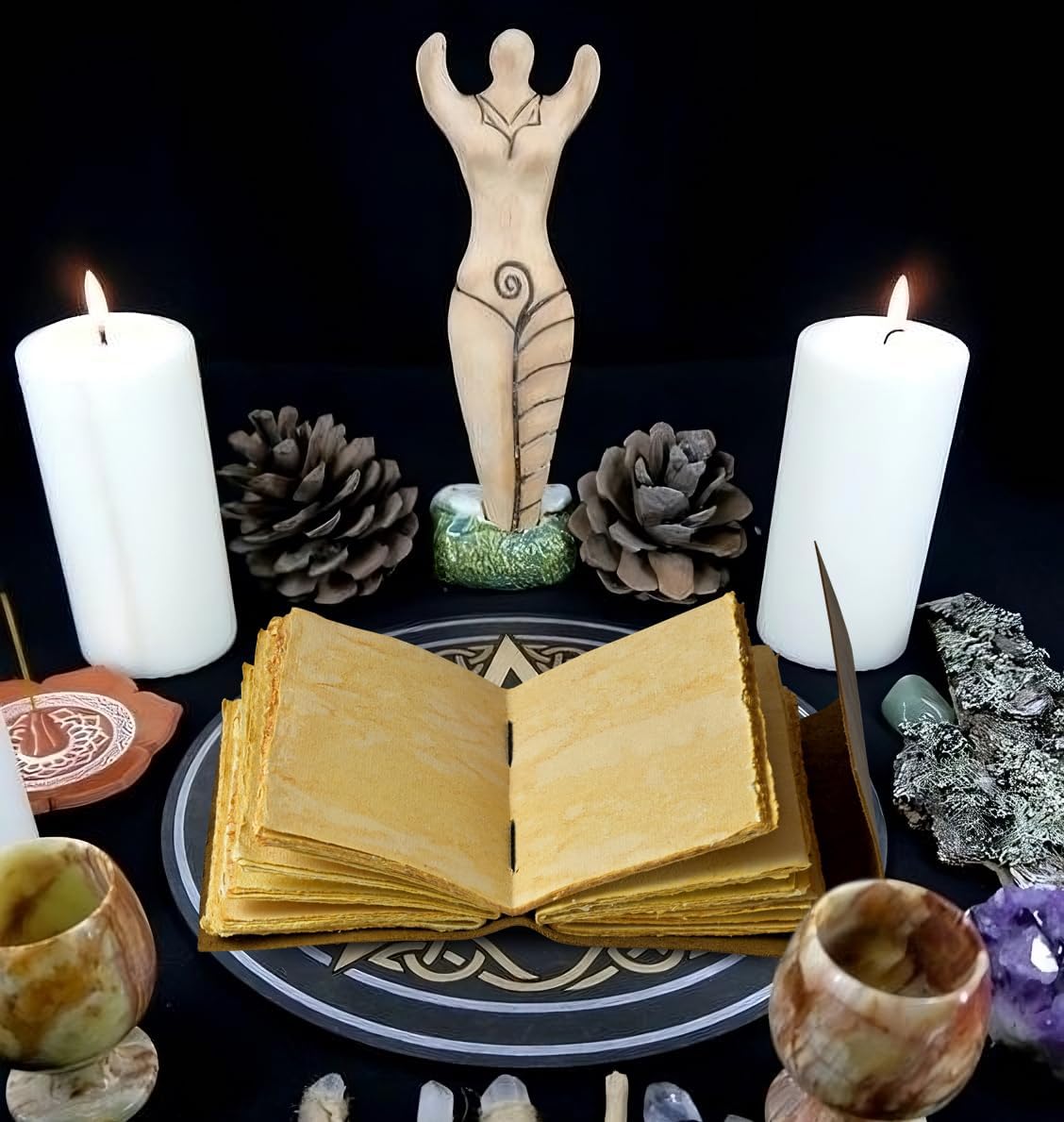 Urooj Handicraft Wolf Leather Journal Book of Shadows Notebook Handmade Daily Notepads for Men & Women Blank Paper 7x5 Inches - Best Gift for Art Sketchbook & Notebook