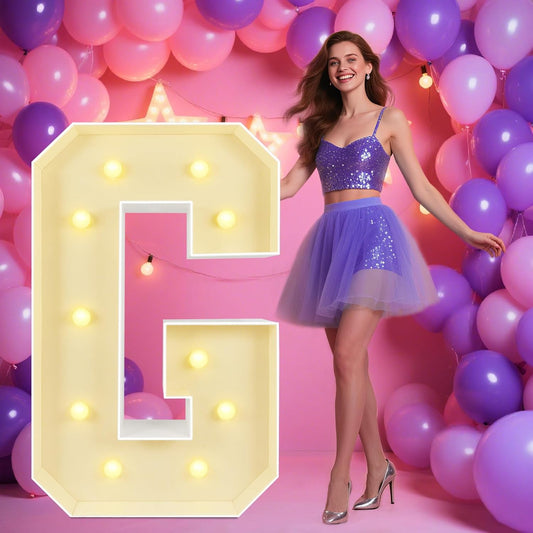 Marquee Light Up Letters: 4FT Large Decorative Signs for Party Decorations Baby Shower Birthday Wedding Engagement Anniversary, 4 Feet Tall Pre-Cut DIY Foamboard Letter G - Easy to Assemble
