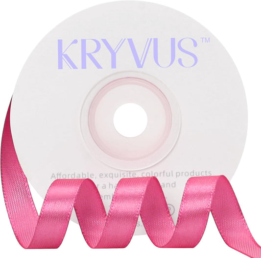 Hot Pink Satin Ribbon 3/8 inch X Continuous 25 Yards, Single Face Polyester Ribbon Perfect for Gift Wrapping, Flower Bouquet, Wedding Decor, Crafts, Bow Making, Sewing and More