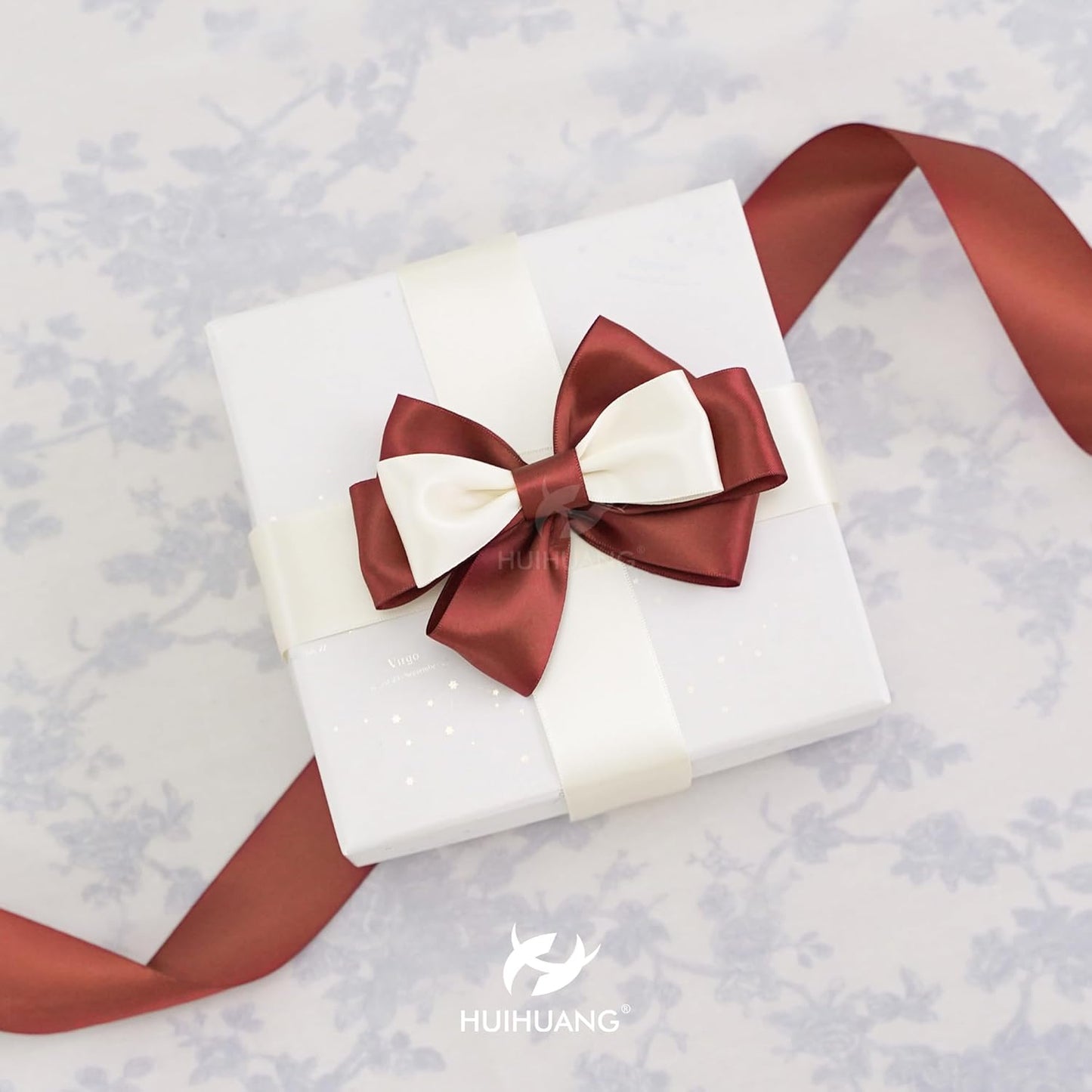 HUIHUANG 1-1/2 inch Double Face Satin Ribbon, Polyester Satin Rust Red Ribbon 50 Yards Per Roll for Gift Wrapping Bows Making Floral Bouquet Wedding Invitations Decor Party Favor and Craft Supplies