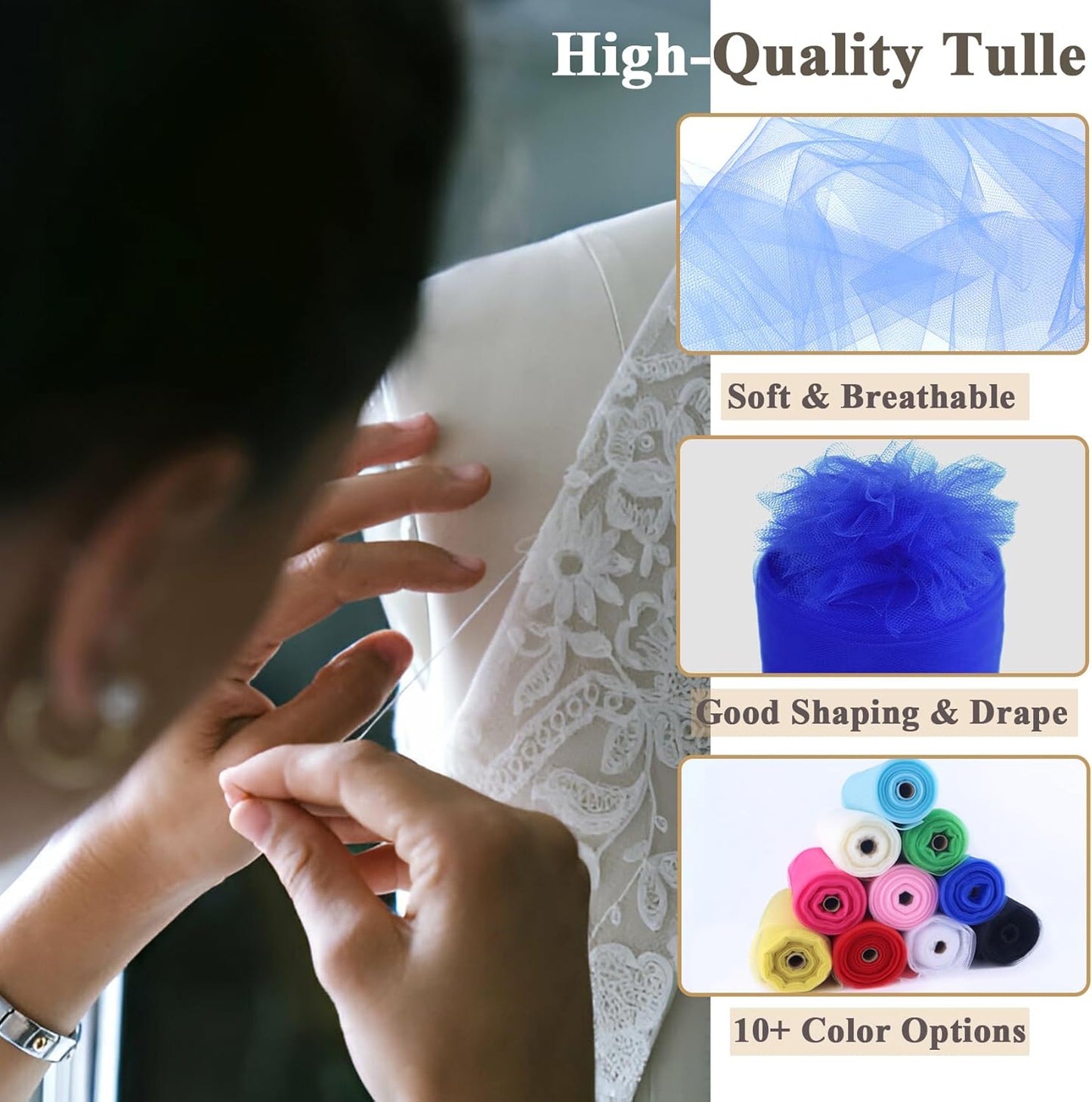 Royal Blue Tulle Fabric Rolls 54 Inch x 40 Yards Large Mesh Tull Bolt for Wedding, Garden Netting, Tutu Skirt, Party Decoration and Craft Supplies