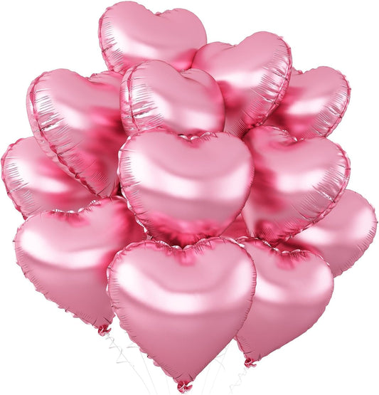 Pink Heart Balloons,12Pcs Light Pink Heart Shaped Foil Balloons,18Inch Pearl Pink Helium Polyester Film Balloon for Birthday Baby Shower Anniversary Wedding Party Decorations
