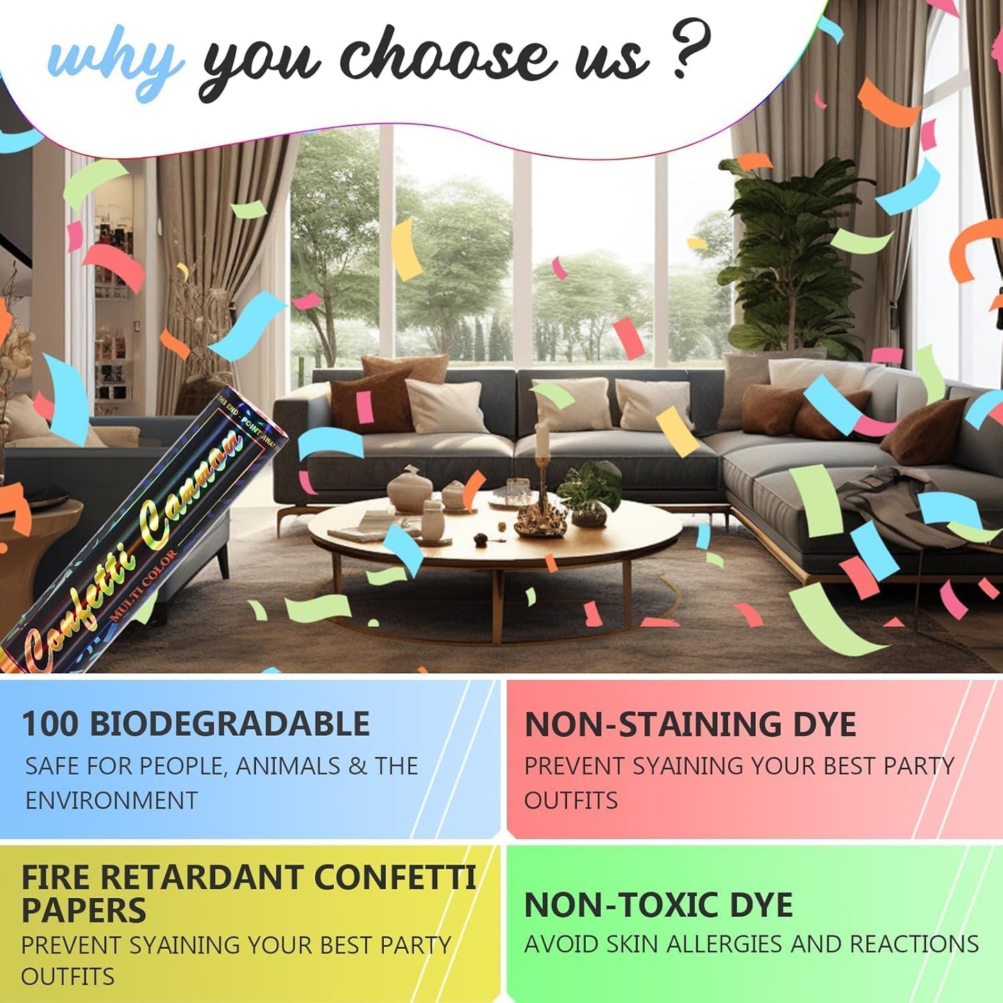 Confetti Cannon 12 Pack Party Poppers Multicolor Poppers 12Inch for Party Celebrations Confetti Popper Shooter Paper Confetti Cannon Bulk for Birthday Graduation Wedding Christmas NewYear