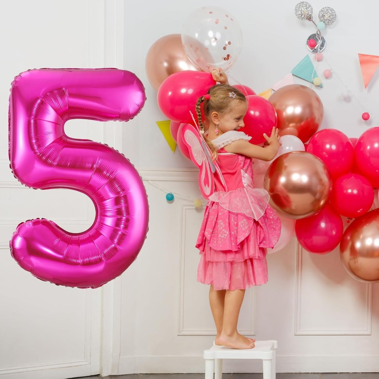 Hot Pink 2 Balloon,40 Inch Number 2 Balloon,2 Birthday Balloon Decorations, Foil Mylar Helium 2 Balloon Number for Birthday Party Decorations