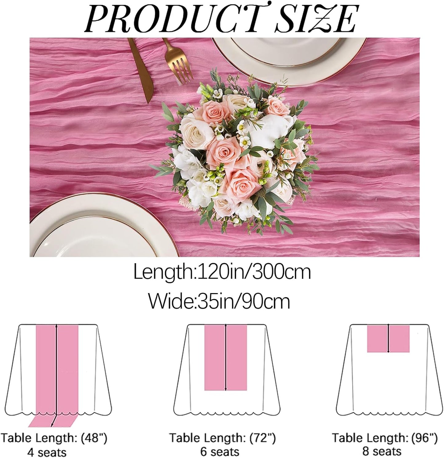 16PCS Dusty Rose Cheesecloth Table Runner 10FT Table Runner Cheesecloth 35x120Inch Boho Gauze Cheese Cloth Table Runner Long Rustic Sheer Table Runners for Wedding Party Baby Bridal Shower Table Decor