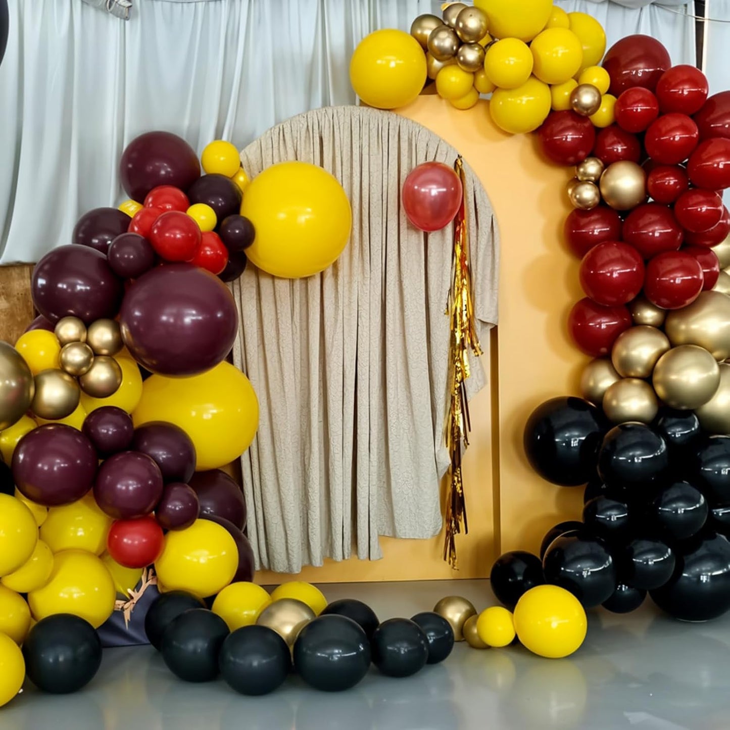 Red Black Yellow Balloons, 60pcs Black Burgundy Gold Balloons, Maroon Yellow Balloon Red Black Gold Confetti Balloon For Birthday Baby Shower Magical Theme Party Wedding Graduation Bachelorette