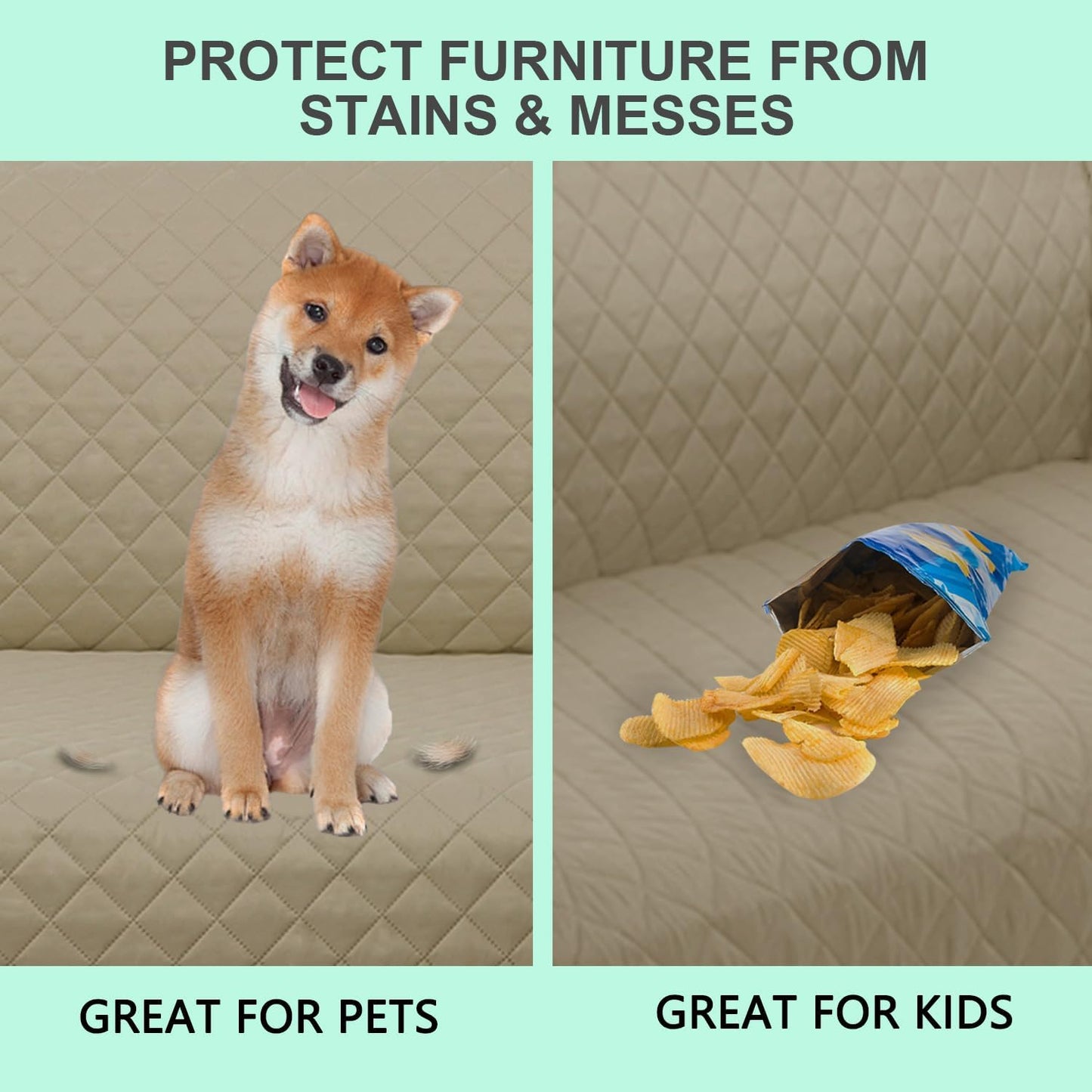 Reversible 4 Seater Sofa Cover 91 Inch Large Couch Cover Furniture Protector(Sofa XX-Large,Camel/Beige)