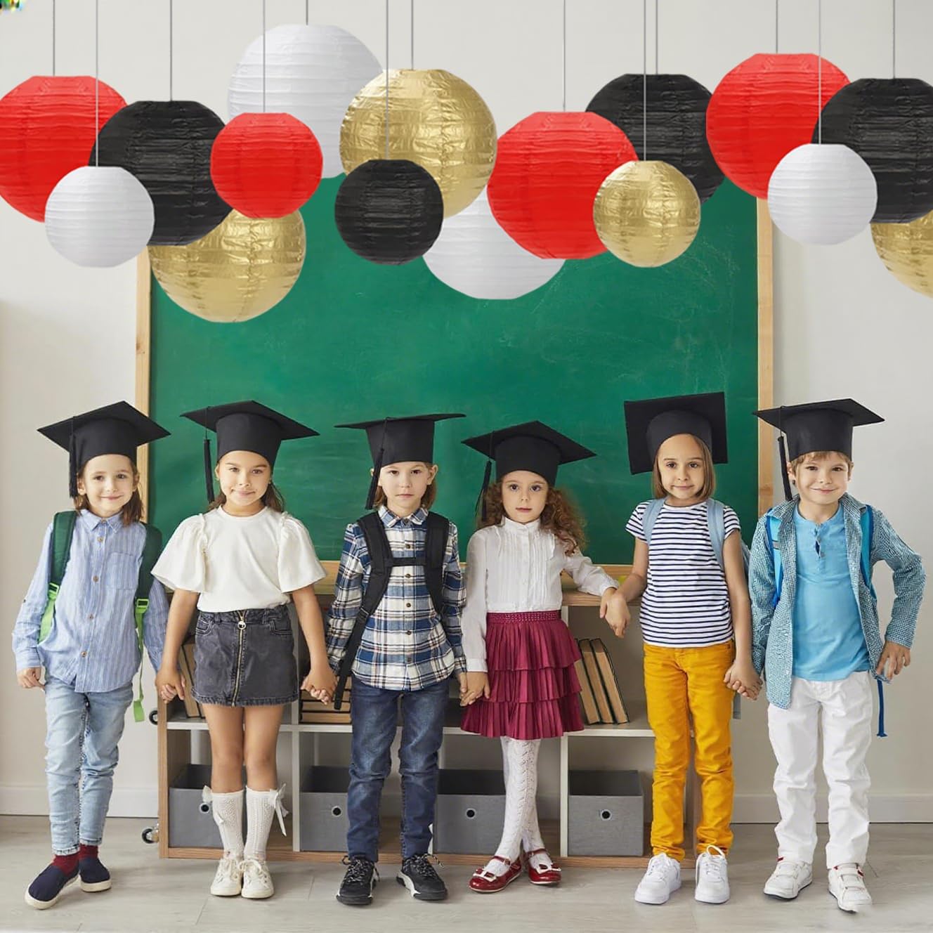 Black Red White Paper Lanterns Decorative 12pcs Party Hanging Decorations for Party Bridal Shower Wedding Baby Shower Graduation Anniversary Room Decor