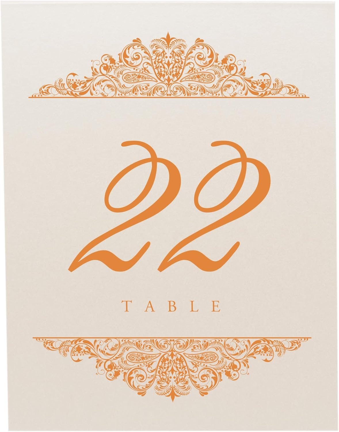 Paisley Wedding Table Numbers (Select Color/Quantity), Champagne, Orange, 1-30, Double Sided, Tent or Use in a Stand, Great for Parties & Restaurants - Made in the USA