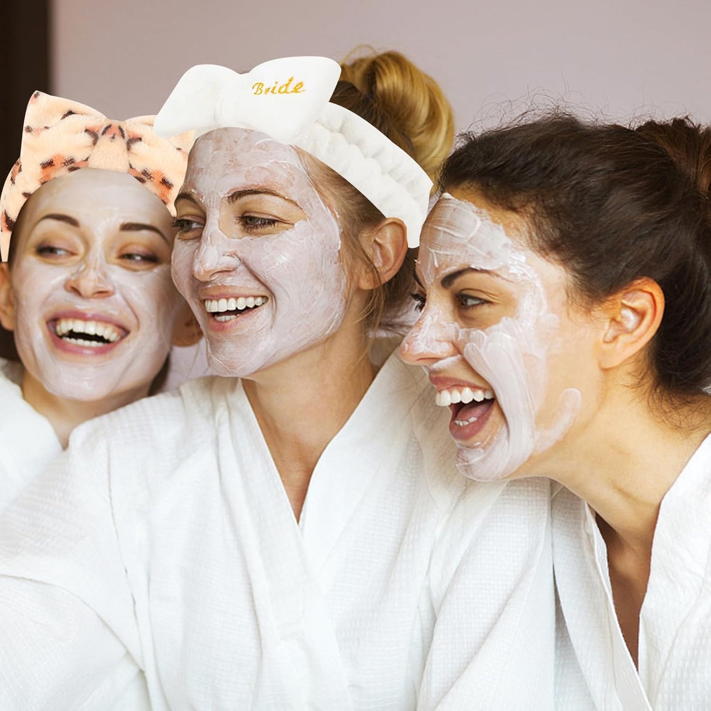 Semato Bachelorette Party Favor Set - Bride & Bridesmaid Spa Headbands (1 bride+ 7 leopard)