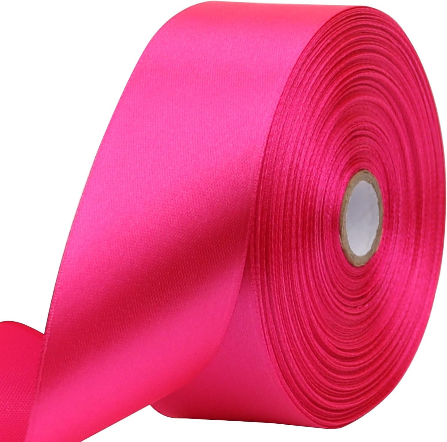 Hot Pink Solid Satin Ribbon 1-1/2 Inch 50 Yards Solid Polyester Fabric Ribbon for Gift Wrapping Wedding Christmas Baby Shower Birthday Party Decoration Handmade Immortal Flower Craft