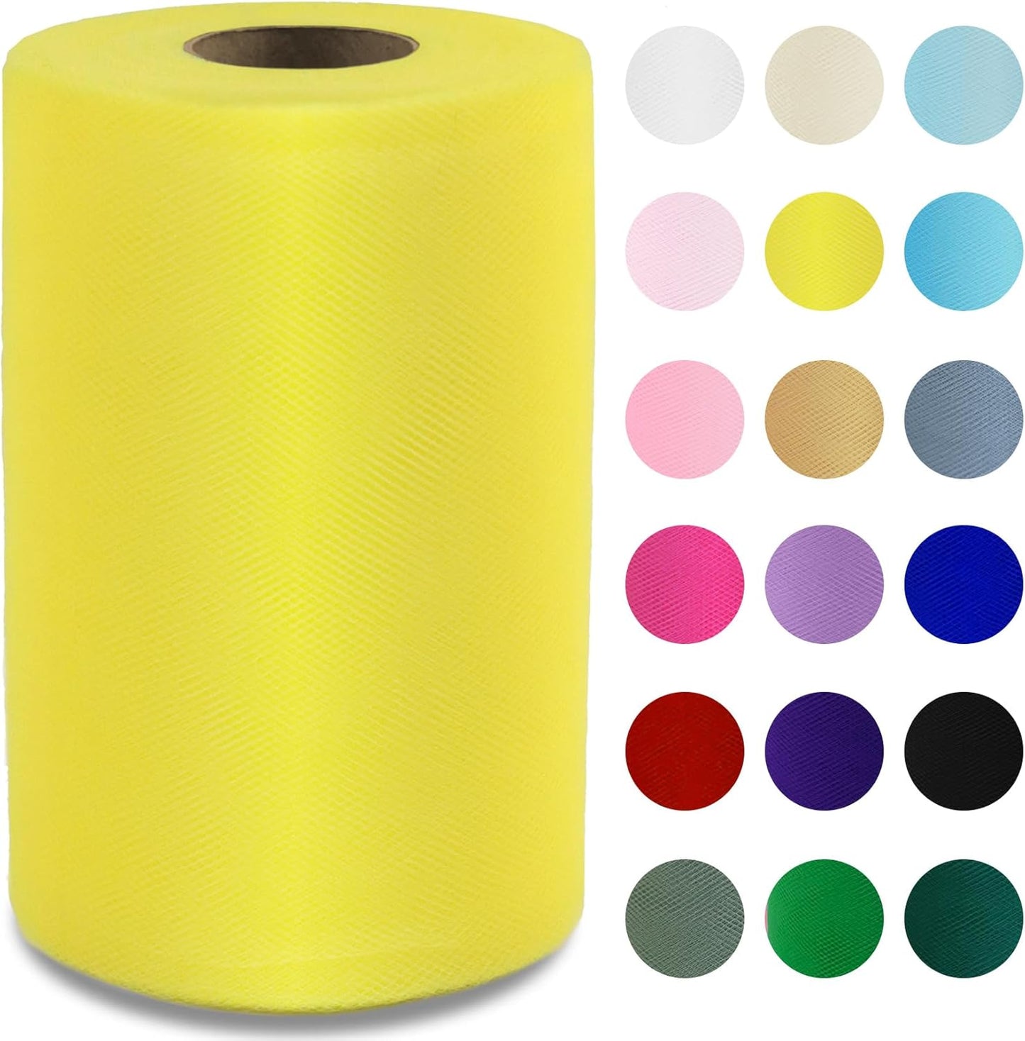 Yellow Tulle Fabric Roll 6" by 100 Yards (300 ft) Soft Tulle Spool for DIY Crafting Favor Supplies, Tutus, Wedding, Party Decorations, Gift Wrapping