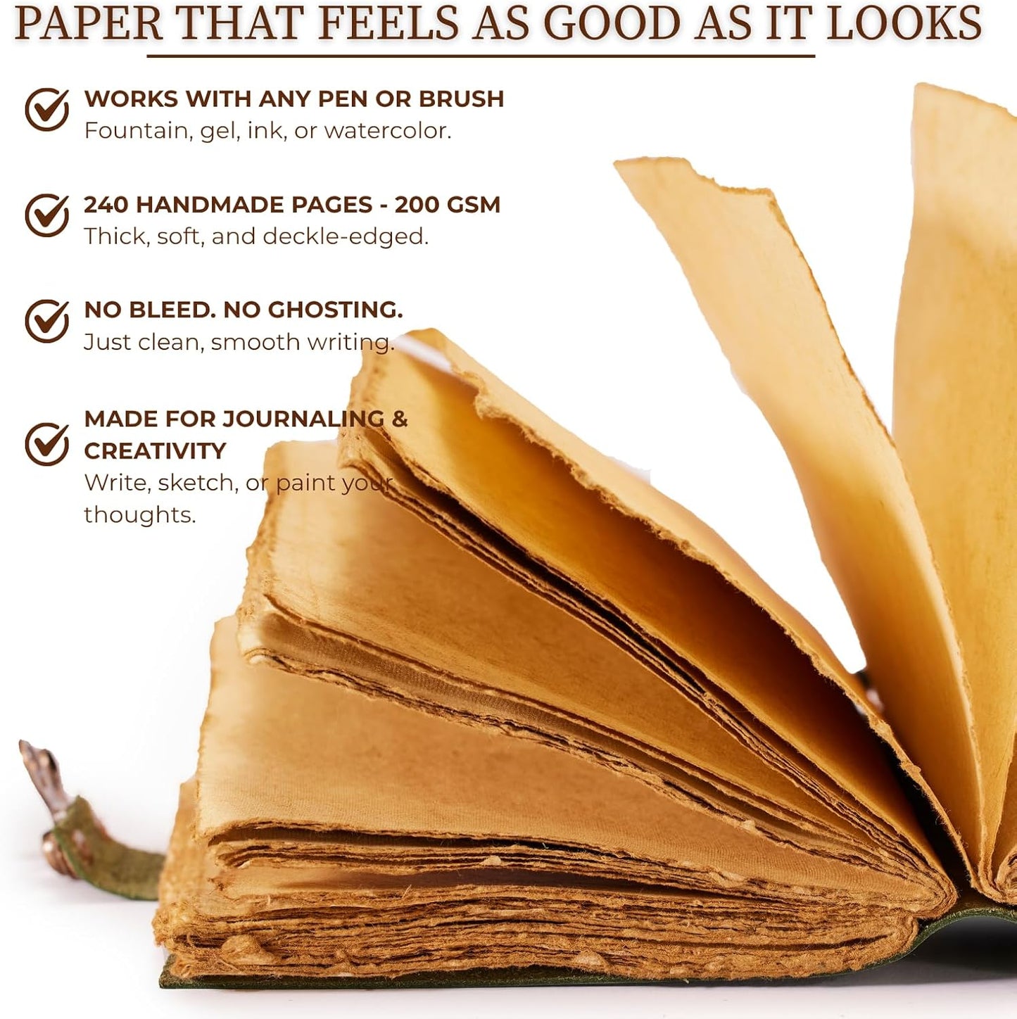 NomadCraftsCo. Vintage Leather Journal - Lock Closure, Book of Shadows, Grimoire, Witch Journal, 240 pages Antique Deckle Edge Paper