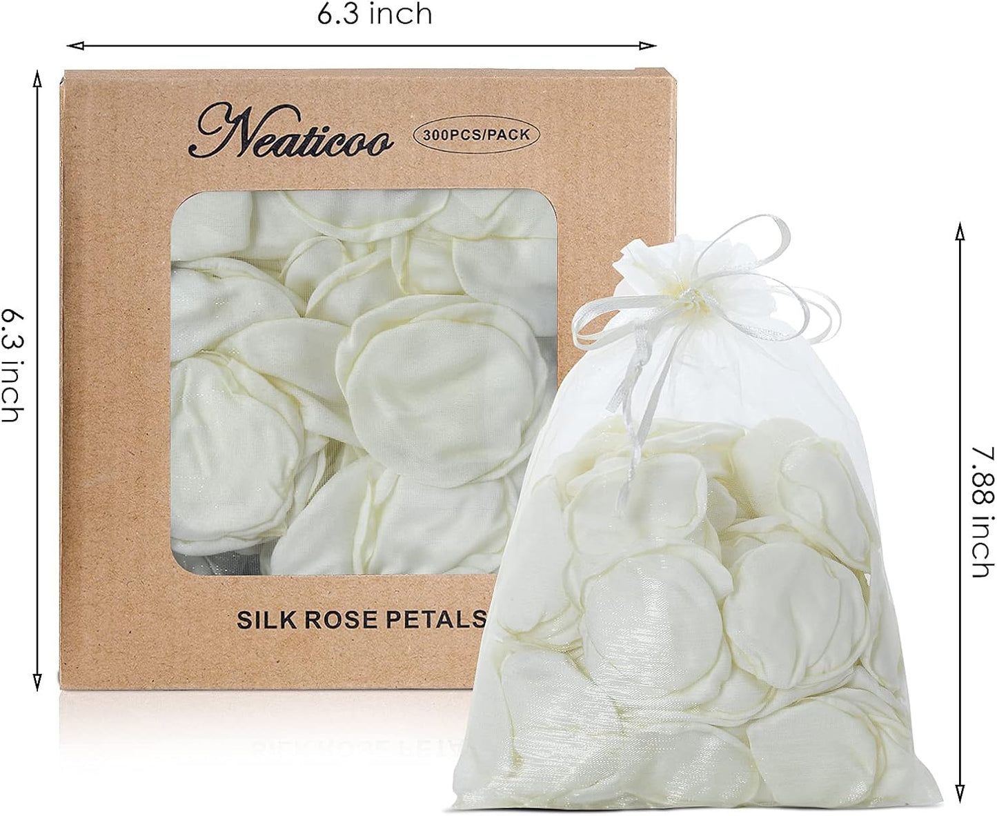 Artificial Ivory White Rose Petals 300pcs Reusable Silk Rose Petals Separated Flower Petals for Wedding Flower Girl Basket Anniversary Party Dinner Table Decoration