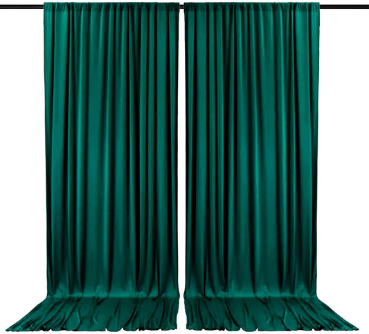 2 Panels Deep Green Backdrop Curtain, 10 x 7 Feet Background Curtains for Parties, Weddings, Baby Showers, Bachelorette Halloween, Christmas Birthday Party Photoshoot Backdrop Curtains Decorations