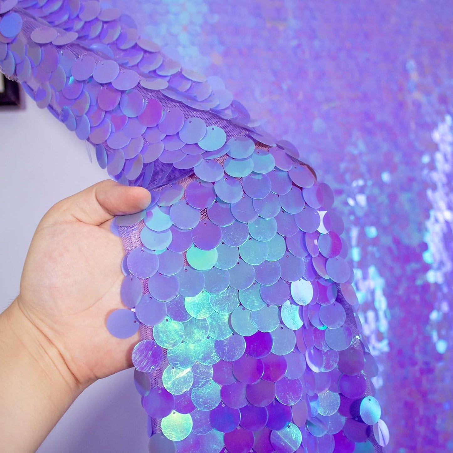 JYFLZQ Lavender Payette Sequin Backdrop Curtains 4ft x 8ft 2 Panels Purple Shimmer Backdrop Big Sequin Background Drapes Thick Glitter Photo Booth Backdrops for Girls Parties