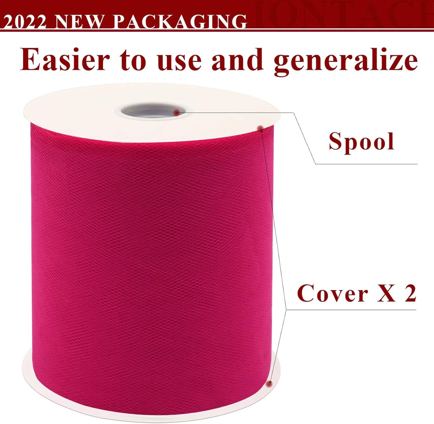 Fuchsia Tulle Fabric Rolls 6 Inch by 200 Yards (600 feet) Fabric Spool Tulle Ribbon for DIY Halloween Tutu Bow Baby Shower Birthday Party Wedding Decorations Craft Supplies