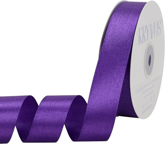 Purple Satin Ribbon 1 inch X Continuous 50 Yards, Single Face Polyester Ribbon Perfect for Gift Wrapping, Flower Bouquet, Wedding Decor, Crafts, Bow Making, Sewing and More