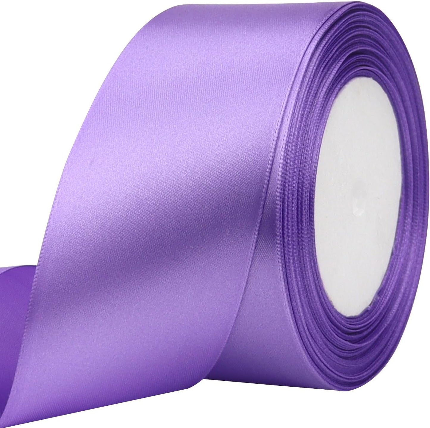 Light Purple Solid Satin Ribbon 2 Inch 25 Yards Solid Polyester Fabric Ribbon for Gift Wrapping Wedding Christmas Baby Shower Birthday Party Decoration Handmade Immortal Flower Craft