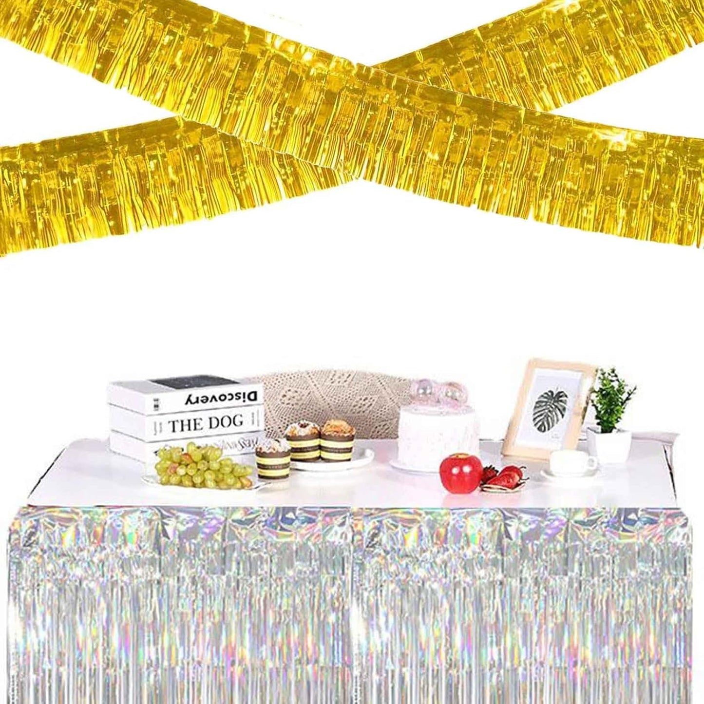 We Moment 6 Pack 10 Feet Gold Foil Fringe Garland Streamers Metallic Tinsel Banner Wall Hanging Fringe Curtain Glitter Backdrop Banner for Parade Floats Birthday Bachelorette Gold Party Decorations