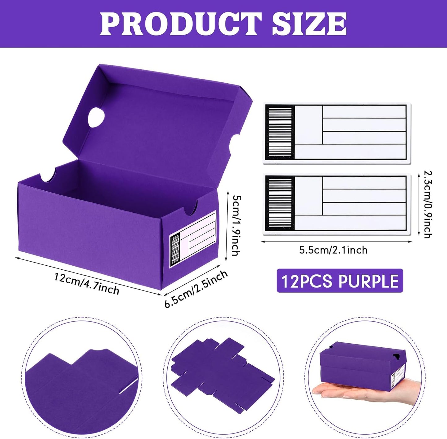 12 Sets Mini Shoe Gifts Boxes for Party Favors 4.7 x 2.5 x 2 Inch Sports Mini Sneaker Box with Editable Label for Candies Cookies Snacks (Purple, 4.7 x 2.5 x 2 Inch)