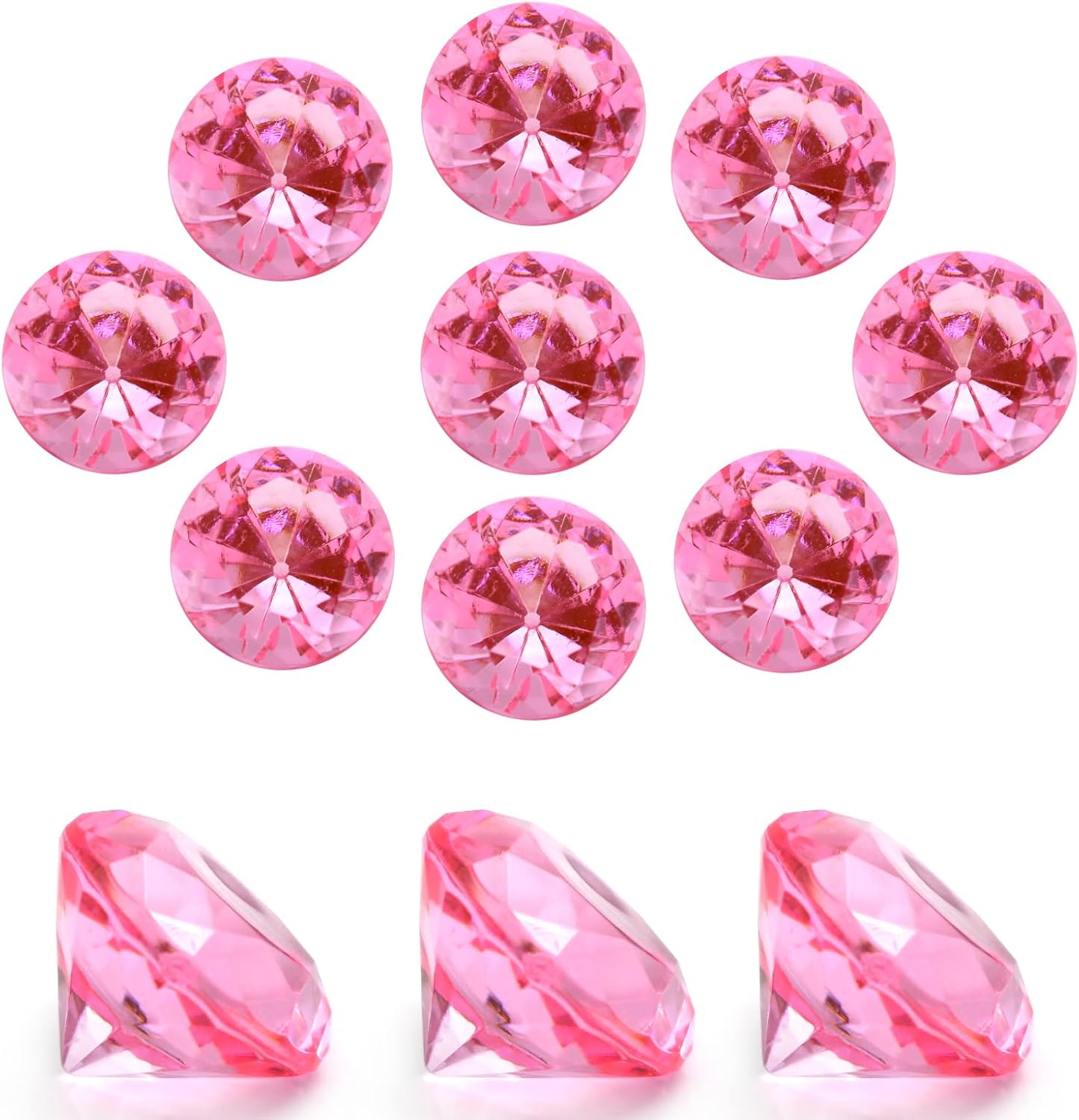 100 PCS Acrylic Diamond Gems, Pink Acrylic Diamonds 1 Inch Acrylic Gemstones Vase Filler Fake Gems Plastic Gems for Home Table Scatters Party, Event, Wedding, Arts & Crafts, Birthday Decorations