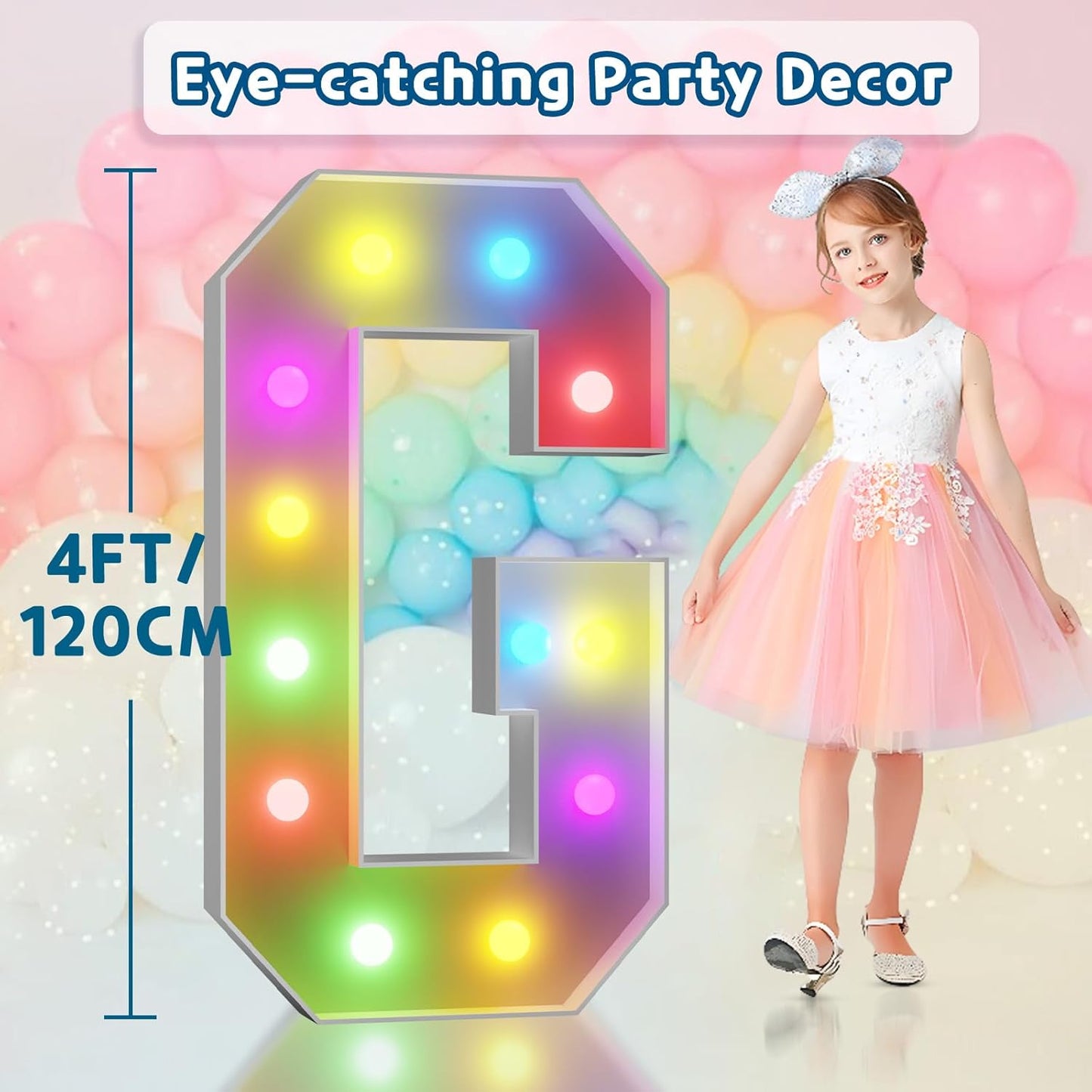 imprsv 4FT Colorful Marquee Light Up Letters G, 18 Colors Large Light up Letters Alphabet Sign with Remote, Large Marry Me Sign, Birthday Party Decorations Baby Shower Anniversary Wedding Decoration