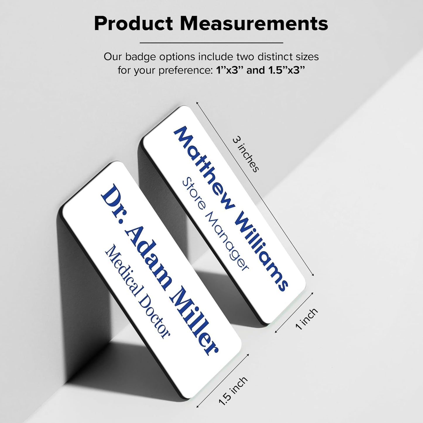 Name Tag, Magnetic White and Blue Name Tags, Personalized Name Tags, 1.5x3 Inches, Durable Engravable Impact Material, Made in The USA by My Sign Center