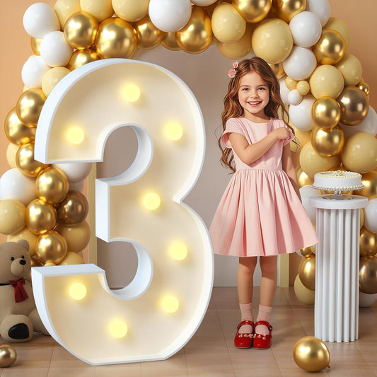 imprsv Marquee Light Up Numbers, Mosaic 3FT Marquee Numbers for 13th 30th Birthday Decorations Anniversary Party Decor, Large 3 for Party Decorations (Need to Assemble)